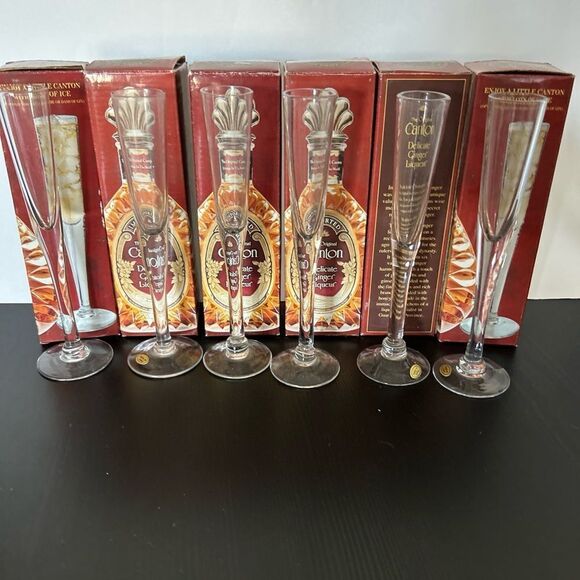 Canton Delicate Ginger Liqueur Cordial Stem Glass With Original Box 6pc - Picture 2 of 6